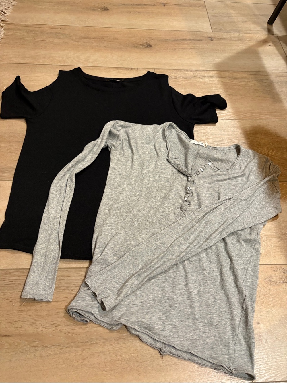 rag & bone Light Gray long sleeve shirt and black cutout shirt